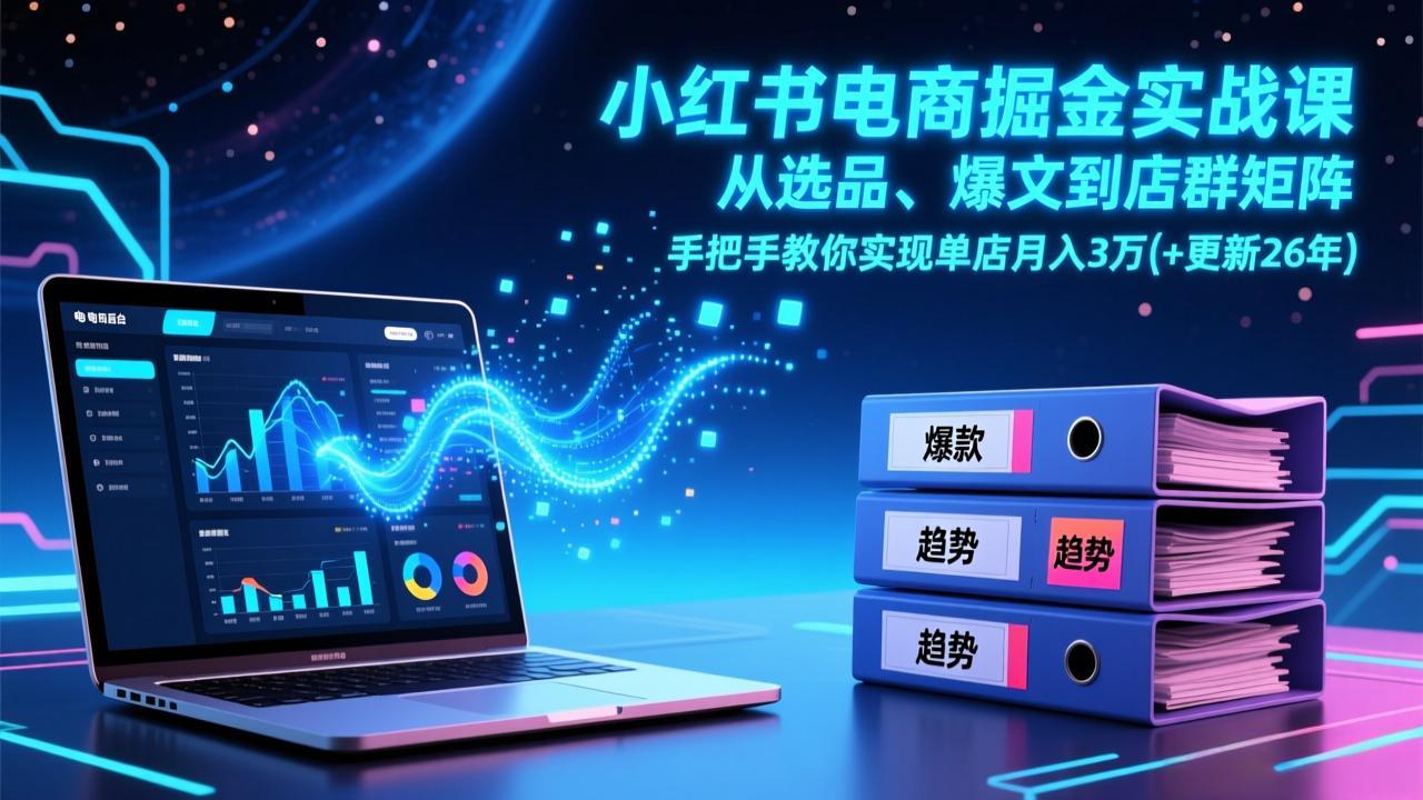 小红书电商掘金实战课，从选品、爆文到店群矩阵，手把手教你实现单店月入3万+(更新26年好创网-专注优质VIP网课 网络创业落地实操课程资源分享 – 每天更新_高质量项目输出好创网