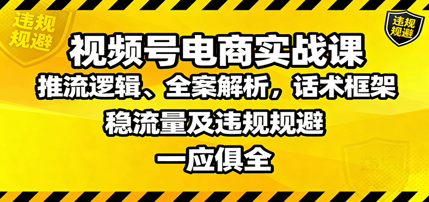 视频号电商实战课：推流逻辑、全案解析，话术框架，稳流量及违规规避等好创网-专注优质VIP网课 网络创业落地实操课程资源分享 – 每天更新_高质量项目输出好创网