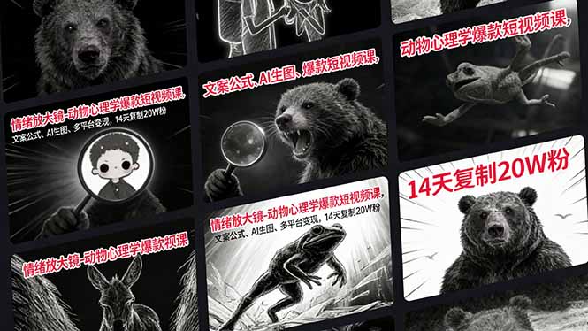 情绪放大镜-动物心理学爆款短视频课，文案公式、AI生图、多平台变现，14天复制20W粉好创网-专注优质VIP网课 网络创业落地实操课程资源分享 – 每天更新_高质量项目输出好创网