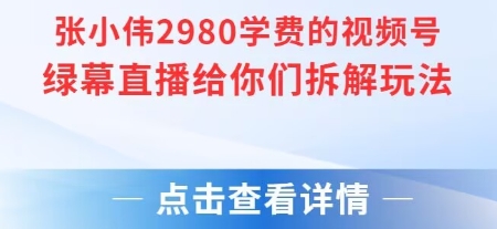 张小伟2980付费额视频号绿幕直播给你们拆解玩法好创网-专注优质VIP网课 网络创业落地实操课程资源分享 – 每天更新_高质量项目输出好创网
