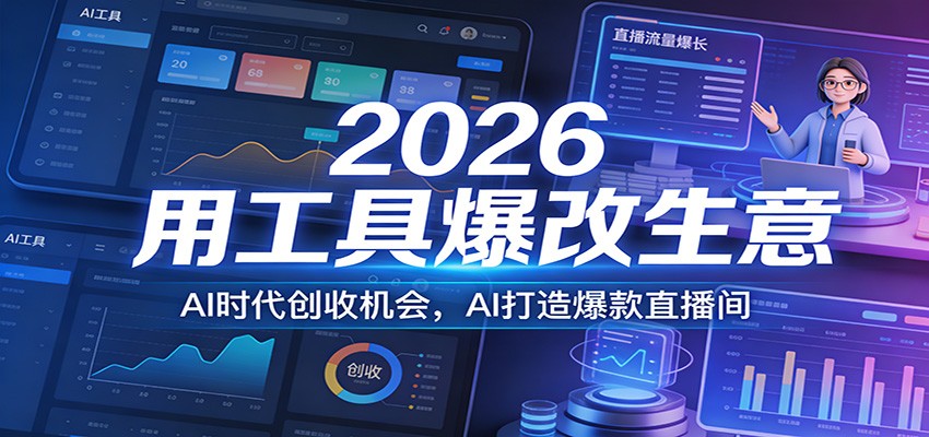 2026用工具爆改生意，AI时代创收机会，AI打造爆款直播间好创网-专注优质VIP网课 网络创业落地实操课程资源分享 – 每天更新_高质量项目输出好创网