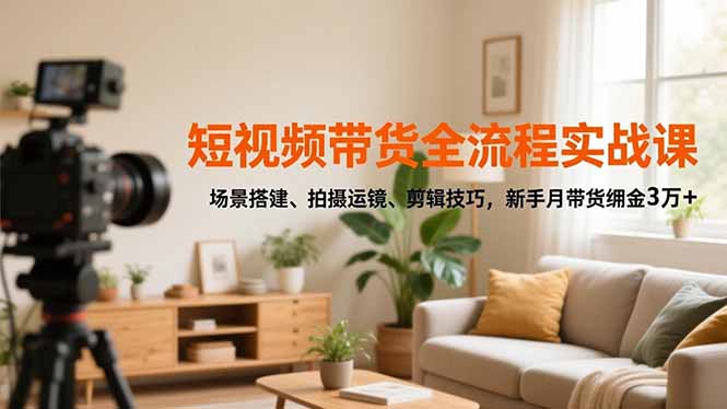 短视频带货全流程实战课，场景搭建、拍摄运镜、剪辑技巧，新手月带货佣金3万+好创网-专注优质VIP网课 网络创业落地实操课程资源分享 – 每天更新_高质量项目输出好创网