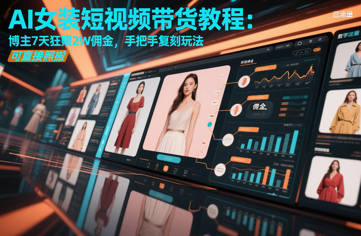 AI女装短视频带货教程：博主7天狂賺2W佣金，手把手复刻玩法，可直接照搬好创网-专注优质VIP网课 网络创业落地实操课程资源分享 – 每天更新_高质量项目输出好创网