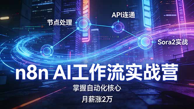 n8n AI工作流实战营，节点处理+API连通+Sora2实战，掌握自动化核心月薪涨2万好创网-专注优质VIP网课 网络创业落地实操课程资源分享 – 每天更新_高质量项目输出好创网