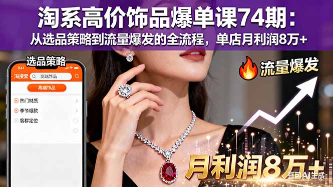 淘系高价饰品爆单课74期：从选品策略到流量爆发的全流程，单店月利润8万+好创网-专注优质VIP网课 网络创业落地实操课程资源分享 – 每天更新_高质量项目输出好创网