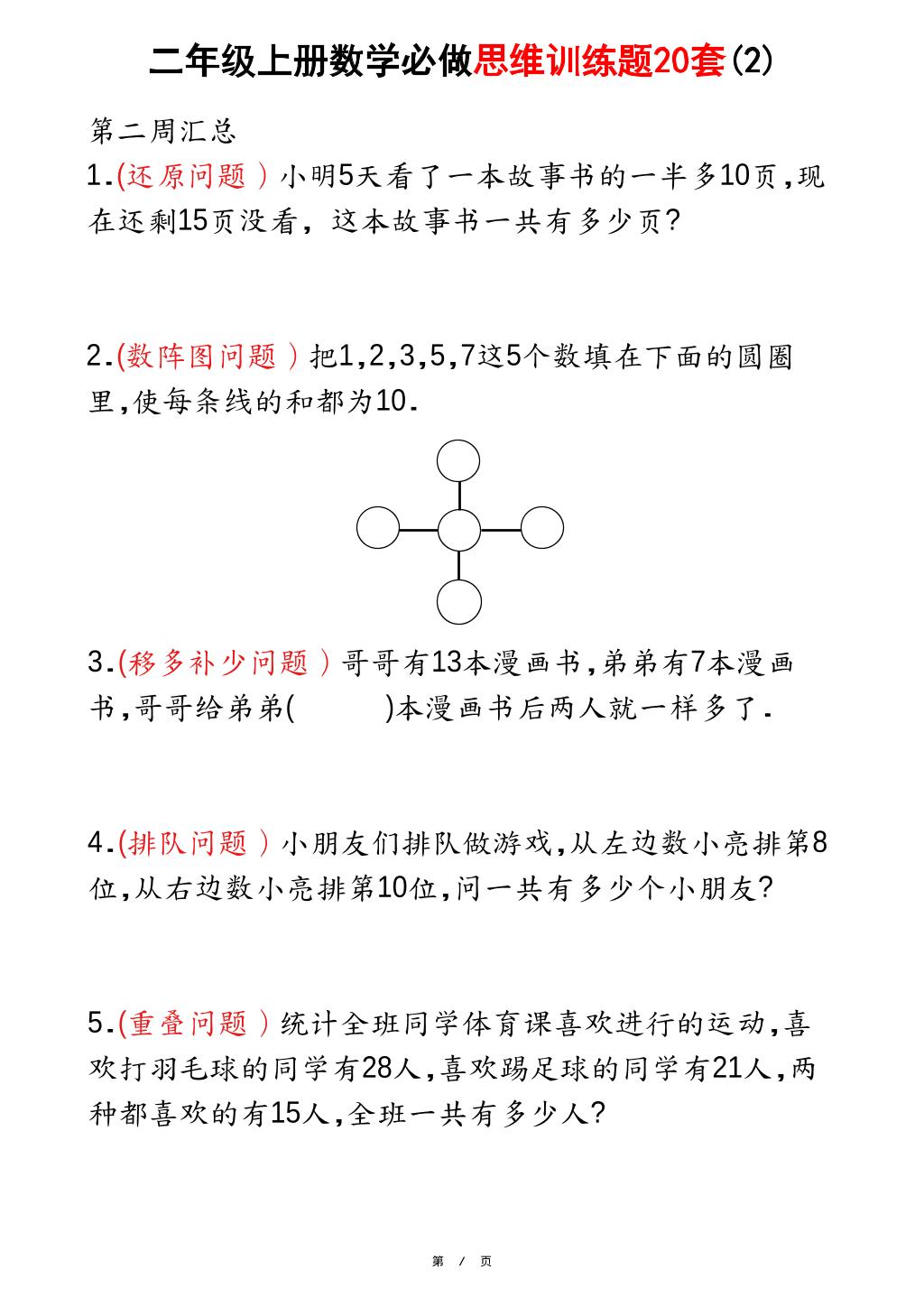 二上数学必做思维训练题20套（含答案40页）好创网-专注优质VIP网课 网络创业落地实操课程资源分享 – 每天更新_高质量项目输出好创网