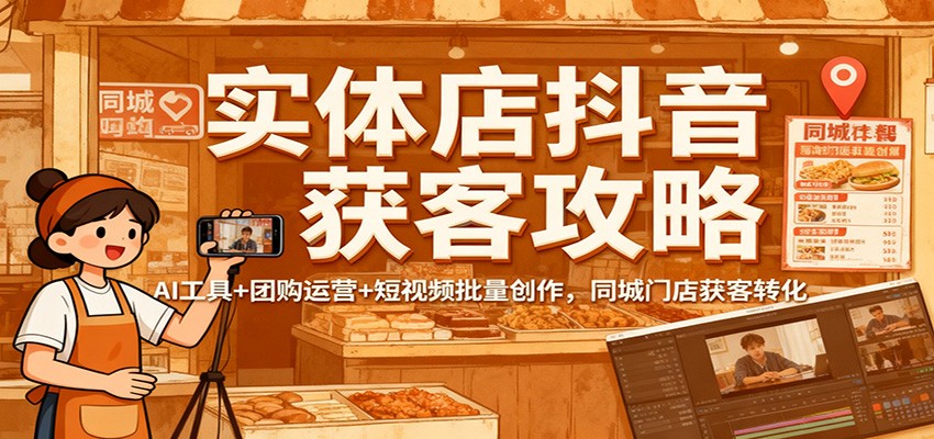 实体店抖音获客攻略：AI工具+团购运营+短视频批量创作，同城门店获客转化好创网-专注优质VIP网课 网络创业落地实操课程资源分享 – 每天更新_高质量项目输出好创网