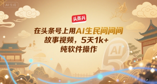 在头条号上用AI生民间故事视频，5天1k+，纯软件操作好创网-专注优质VIP网课 网络创业落地实操课程资源分享 – 每天更新_高质量项目输出好创网
