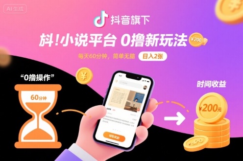 抖音旗下小说平台0撸新玩法，每天挂G60分钟，简单无脑，日入2张【揭秘】好创网-专注优质VIP网课 网络创业落地实操课程资源分享 – 每天更新_高质量项目输出好创网
