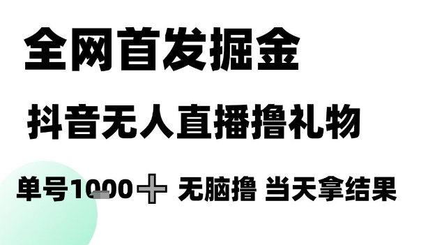 全网首发掘金抖音无人直播撸礼物,单号1k +无脑撸,当天拿结果【揭秘】好创网-专注优质VIP网课 网络创业落地实操课程资源分享 – 每天更新_高质量项目输出好创网