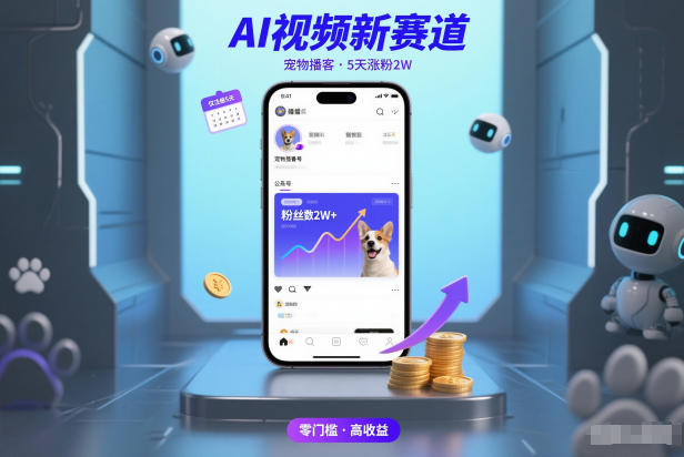 AI视频新赛道,宠物播客仅注册5天涨粉2W,收益非常可观好创网-专注优质VIP网课 网络创业落地实操课程资源分享 – 每天更新_高质量项目输出好创网