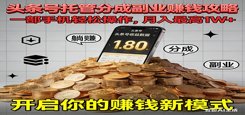 全程托管今日头条,一部手机就可以开干,最高躺赚1W+好创网-专注优质VIP网课 网络创业落地实操课程资源分享 – 每天更新_高质量项目输出好创网