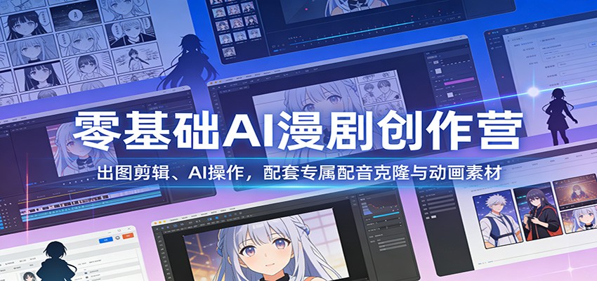 零基础AI漫剧创作营：出图剪辑、AI操作，配套专属配音克隆与动画素材好创网-专注优质VIP网课 网络创业落地实操课程资源分享 – 每天更新_高质量项目输出好创网