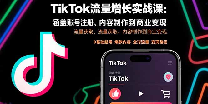TikTok流量增长实战课:涵盖账号注册、流量获取、内容制作到商业变现好创网-专注优质VIP网课 网络创业落地实操课程资源分享 – 每天更新_高质量项目输出好创网