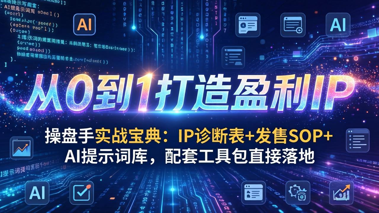 操盘手实战宝典：IP诊断表+发售SOP+AI提示词库，配套工具包直接落地，从0到1打造盈利IP好创网-专注优质VIP网课 网络创业落地实操课程资源分享 – 每天更新_高质量项目输出好创网