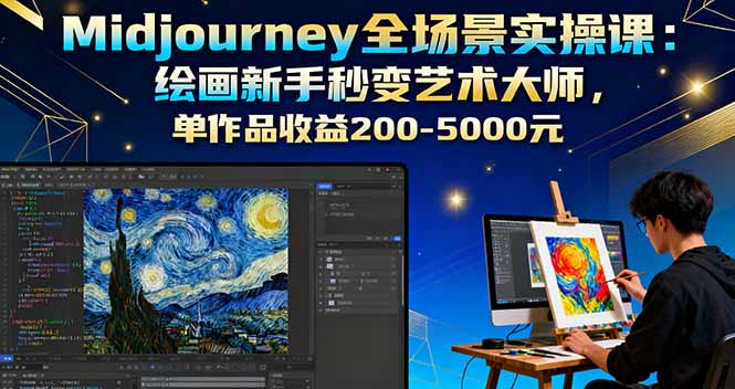 Midjourney全场景实操课：绘画新手秒变艺术大师，单作品收益200-5000元好创网-专注优质VIP网课 网络创业落地实操课程资源分享 – 每天更新_高质量项目输出好创网