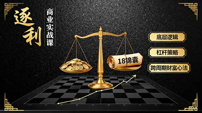 《逐 利》商业实战课,底层逻辑、杠杆策略、18锦囊,跨周期财富心法(更新好创网-专注优质VIP网课 网络创业落地实操课程资源分享 – 每天更新_高质量项目输出好创网