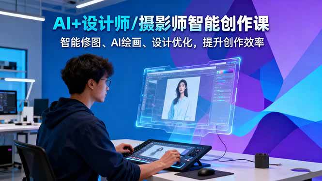 AI+设计师/摄影师智能创作课：智能修图、AI绘画、设计优化，提升创作效率好创网-专注优质VIP网课 网络创业落地实操课程资源分享 – 每天更新_高质量项目输出好创网