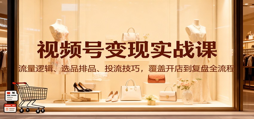 视频号变现实战课:流量逻辑、选品排品、投流技巧,覆盖开店到复盘全流程好创网-专注优质VIP网课 网络创业落地实操课程资源分享 – 每天更新_高质量项目输出好创网