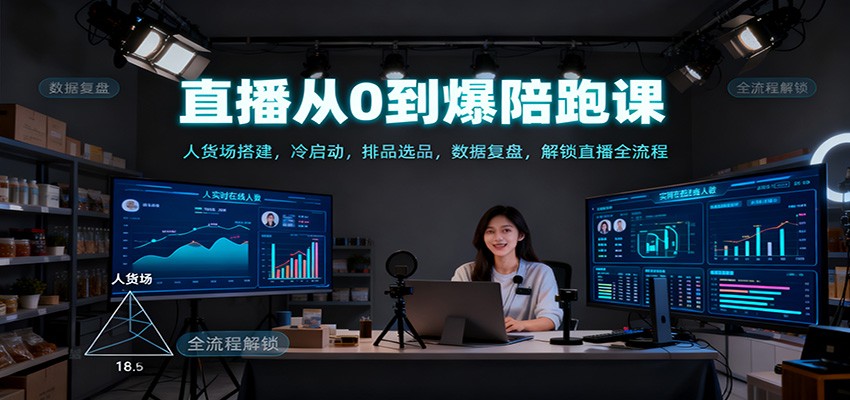 直播从0到爆陪跑课:人货场搭建,冷启动,排品选品,数据复盘,解锁直播全流程好创网-专注优质VIP网课 网络创业落地实操课程资源分享 – 每天更新_高质量项目输出好创网