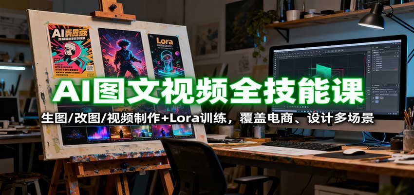 AI图文视频全技能课：生图/改图/视频制作+Lora训练，覆盖电商 、设计多场景好创网-专注优质VIP网课 网络创业落地实操课程资源分享 – 每天更新_高质量项目输出好创网