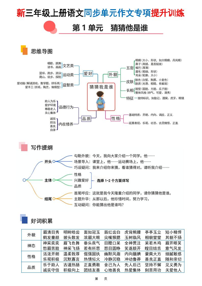 新三上语文同步单元作文专项提升训练（48页）好创网-专注优质VIP网课 网络创业落地实操课程资源分享 – 每天更新_高质量项目输出好创网