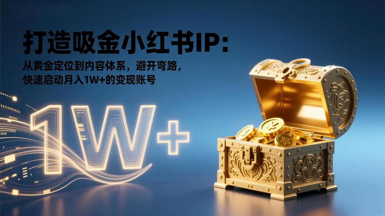 打造吸金小红书IP：从黄金定位到内容体系，避开弯路，快速启动月入1W+的变现账号好创网-专注优质VIP网课 网络创业落地实操课程资源分享 – 每天更新_高质量项目输出好创网