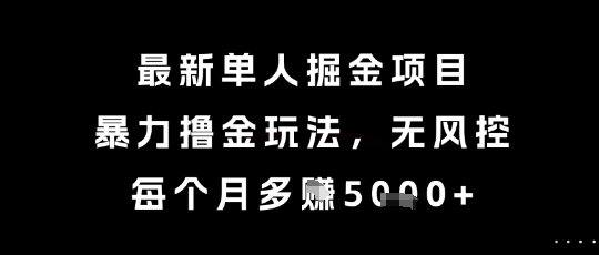 最新单人掘金项目，暴力撸金玩法，无风控，每个月多挣5k+【揭秘】好创网-专注优质VIP网课 网络创业落地实操课程资源分享 – 每天更新_高质量项目输出好创网
