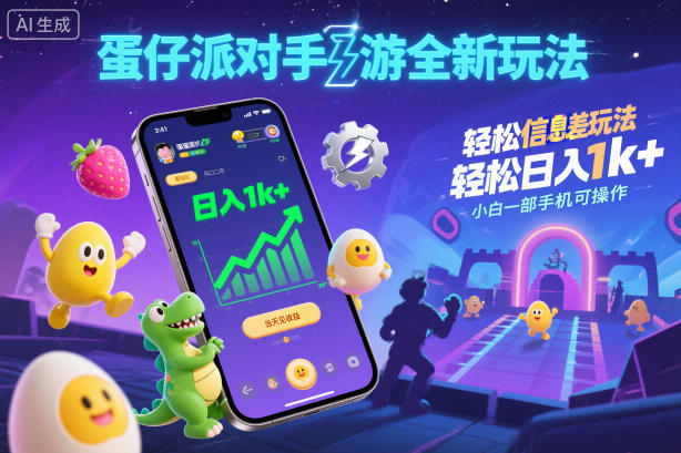 蛋仔派对手游全新玩法,轻松日入1k+,风口信息差玩法,当天见收益,小白一部手机可操作好创网-专注优质VIP网课 网络创业落地实操课程资源分享 – 每天更新_高质量项目输出好创网