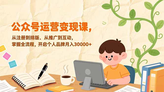 公众号运营变现课，从注册到排版、从推广到互动，掌握全流程，开启个人品牌月入30000+好创网-专注优质VIP网课 网络创业落地实操课程资源分享 – 每天更新_高质量项目输出好创网