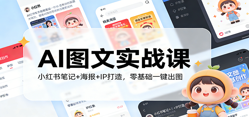 AI图文实战课：小红书笔记+海报+IP打造，零基础一键出图好创网-专注优质VIP网课 网络创业落地实操课程资源分享 – 每天更新_高质量项目输出好创网