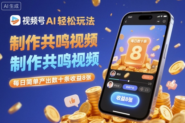 视频号AI轻松玩法，制作共鸣视频，每日简单产出数十条收益8张好创网-专注优质VIP网课 网络创业落地实操课程资源分享 – 每天更新_高质量项目输出好创网