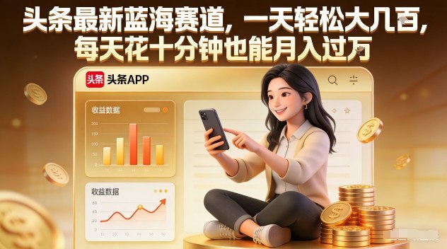 头条最新蓝海赛道，一天轻松大几张，每天花十分钟也能月入过1W【揭秘】好创网-专注优质VIP网课 网络创业落地实操课程资源分享 – 每天更新_高质量项目输出好创网