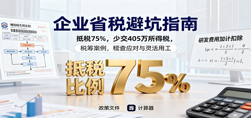 企业省税避坑指南：抵税75%，少交405万所得税，税筹案例，稽查应对与灵活用工好创网-专注优质VIP网课 网络创业落地实操课程资源分享 – 每天更新_高质量项目输出好创网