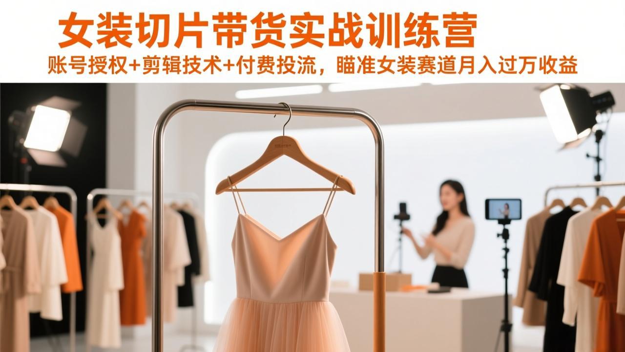 女装切片带货实战训练营，账号授权+剪辑技术+付费投流，瞄准女装赛道月入过万收益好创网-专注优质VIP网课 网络创业落地实操课程资源分享 – 每天更新_高质量项目输出好创网