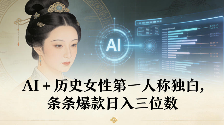 AI+历史女性第一人称独白，条条爆款日入三位数好创网-专注优质VIP网课 网络创业落地实操课程资源分享 – 每天更新_高质量项目输出好创网