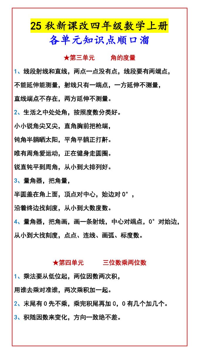 四年级上数学知识点汇总好创网-专注优质VIP网课 网络创业落地实操课程资源分享 – 每天更新_高质量项目输出好创网