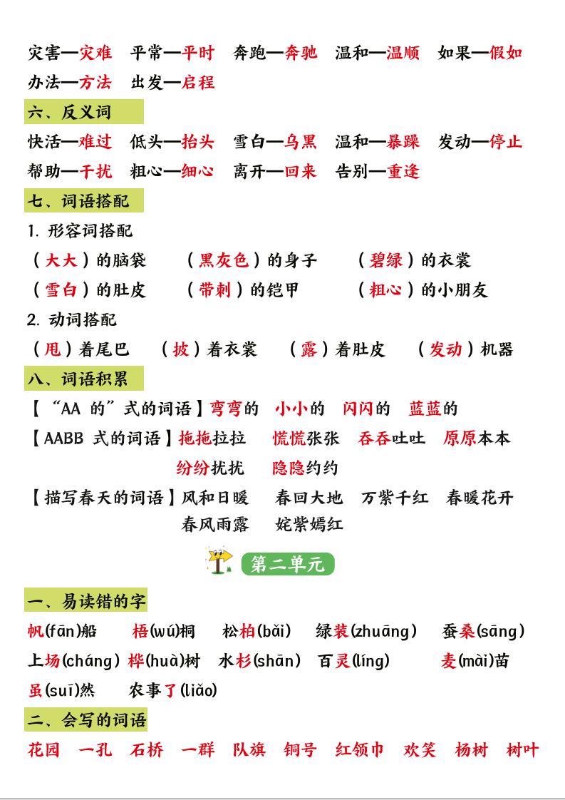 二年级语文上册1-8单元重点知识汇总好创网-专注优质VIP网课 网络创业落地实操课程资源分享 – 每天更新_高质量项目输出好创网