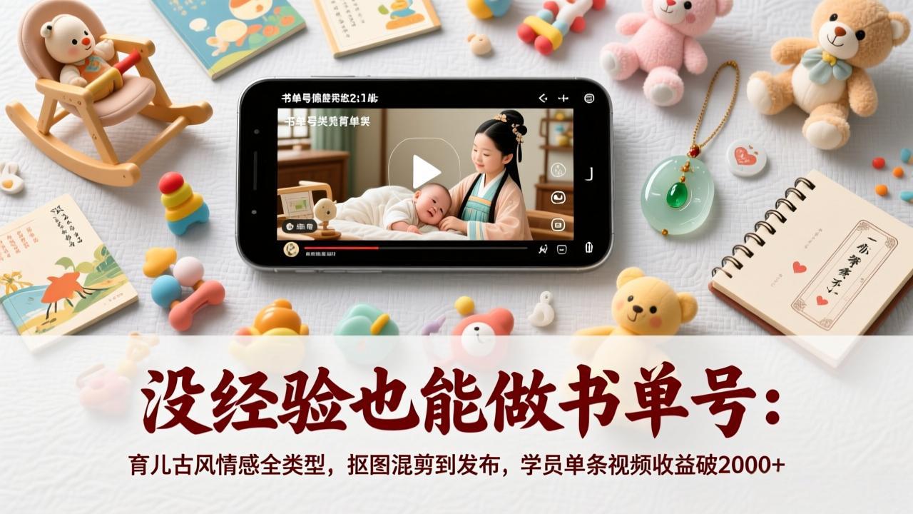 没经验也能做书单号：育儿古风情感全类型，抠图混剪到发布，学员单条视频收益破2000+好创网-专注优质VIP网课 网络创业落地实操课程资源分享 – 每天更新_高质量项目输出好创网