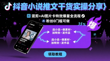 抖音小说推文干货实操分享，混剪+AI图片卡特效爆量全流程，0粉丝0门槛可做好创网-专注优质VIP网课 网络创业落地实操课程资源分享 – 每天更新_高质量项目输出好创网