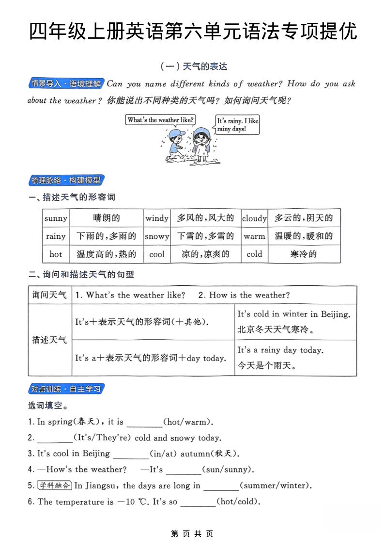 四年级上英语第六单元语法专项提优《译林版》好创网-专注优质VIP网课 网络创业落地实操课程资源分享 – 每天更新_高质量项目输出好创网