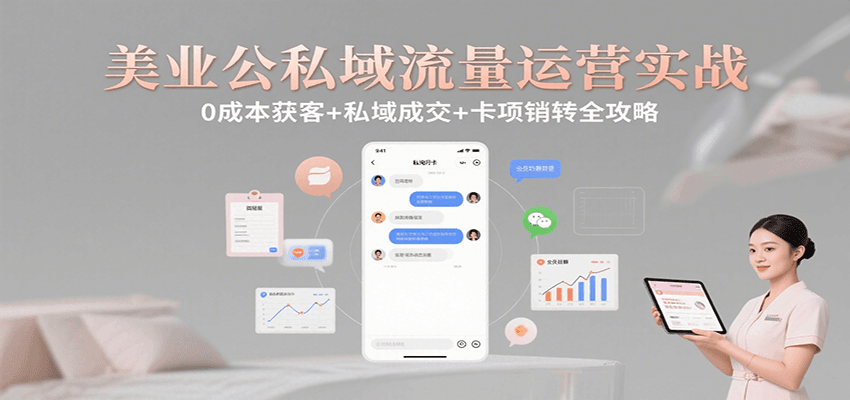美业公私域流量运营实战:0成本获客+私域成交+卡项销转全攻略好创网-专注优质VIP网课 网络创业落地实操课程资源分享 – 每天更新_高质量项目输出好创网