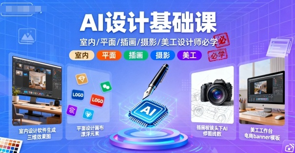 AI设计基础课，室内、平面、插画、摄影、美工设计师必学的好创网-专注优质VIP网课 网络创业落地实操课程资源分享 – 每天更新_高质量项目输出好创网
