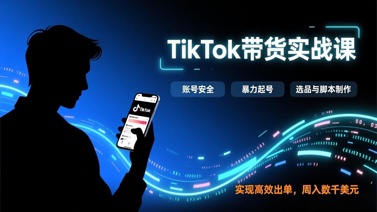 TikTok带货实战课，涵盖账号安全、暴力起号、选品与脚本制作，实现高效出单，周入数千美元好创网-专注优质VIP网课 网络创业落地实操课程资源分享 – 每天更新_高质量项目输出好创网