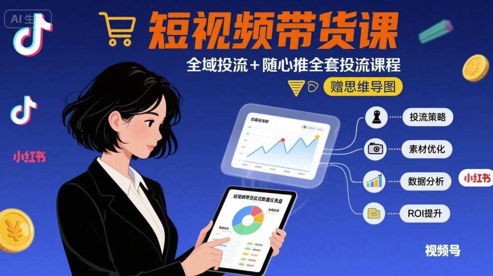 最新短视频带货课,全域投流+随心推全套投流课程+思维导图好创网-专注优质VIP网课 网络创业落地实操课程资源分享 – 每天更新_高质量项目输出好创网