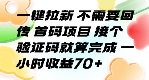 一键拉新 不需要回传 首码项目 接个验证码就算完成 一小时收益70+【揭秘】好创网-专注优质VIP网课 网络创业落地实操课程资源分享 – 每天更新_高质量项目输出好创网