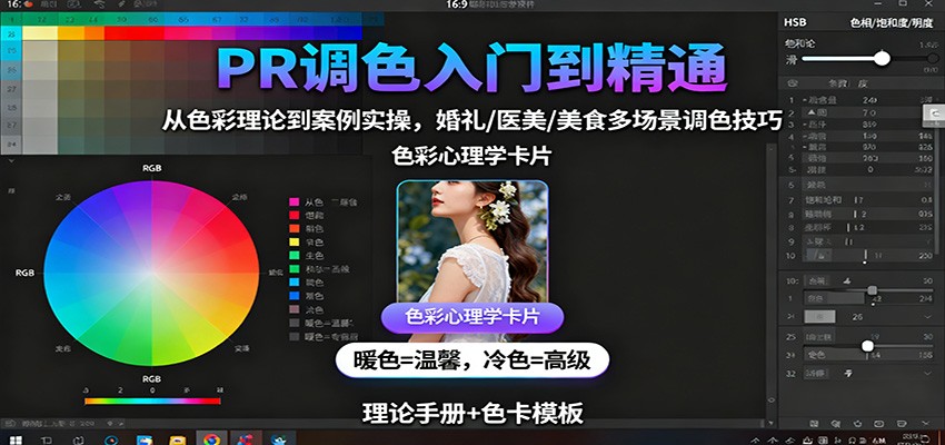 PR调色入门到精通:从色彩理论到案例实操,婚礼/医美/美食多场景调色技巧好创网-专注优质VIP网课 网络创业落地实操课程资源分享 – 每天更新_高质量项目输出好创网