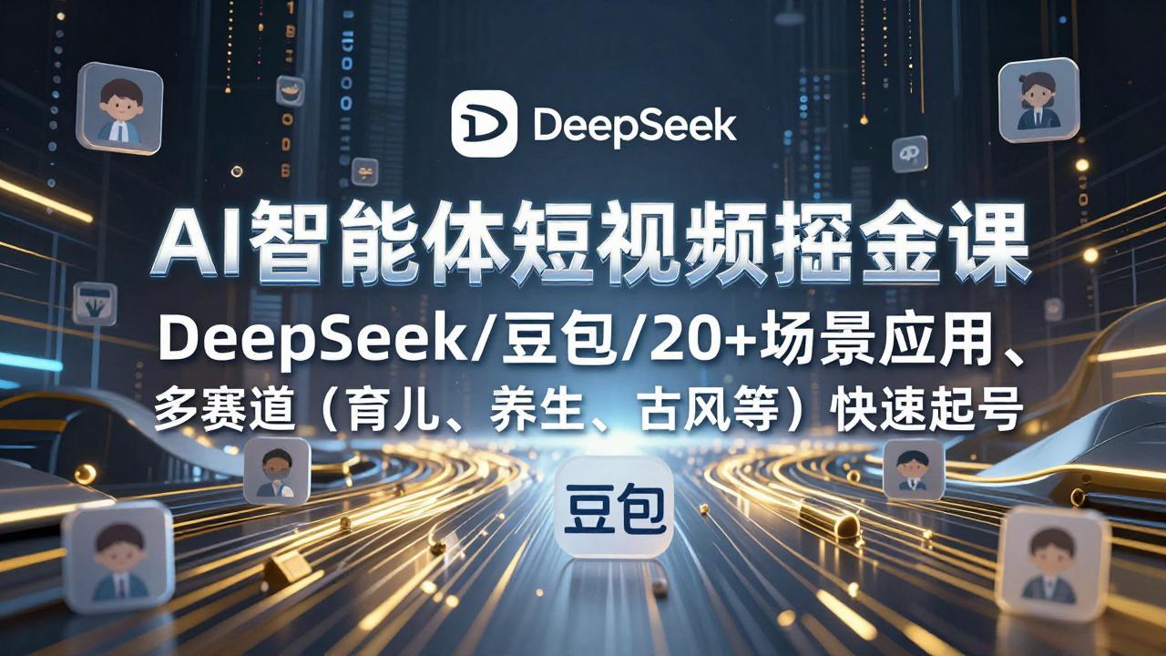 AI智能体短视频掘金课，DeepSeek/豆包/20+场景应用、多赛道(育儿、养生、古风等好创网-专注优质VIP网课 网络创业落地实操课程资源分享 – 每天更新_高质量项目输出好创网