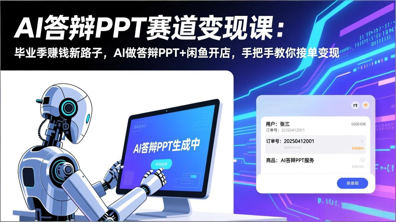 AI答辩PPT赛道变现课：毕业季赚钱新路子，AI做答辩PPT+闲鱼开店，手把手教你接单变现好创网-专注优质VIP网课 网络创业落地实操课程资源分享 – 每天更新_高质量项目输出好创网