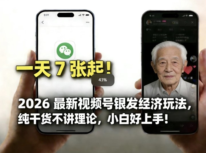 2026最新视频号银发经济玩法，轻松每天7张起，小白也可做好创网-专注优质VIP网课 网络创业落地实操课程资源分享 – 每天更新_高质量项目输出好创网